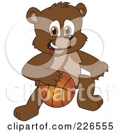 Poster, Art Print Of Bear Cub School Mascot Playing Basketball