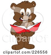 Poster, Art Print Of Bear Cub School Mascot Reading A Book