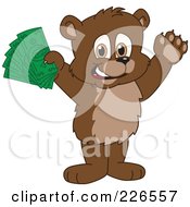 Poster, Art Print Of Bear Cub School Mascot Holding Cash