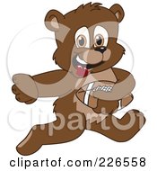 Poster, Art Print Of Bear Cub School Mascot Playing Football