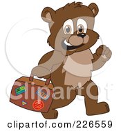 Poster, Art Print Of Bear Cub School Mascot Carrying A Suitcase