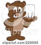 Poster, Art Print Of Bear Cub School Mascot Holding A Tooth