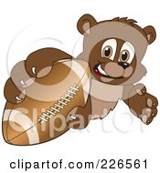 Poster, Art Print Of Bear Cub School Mascot Grabbing A Football