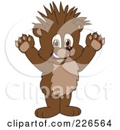 Poster, Art Print Of Bear Cub School Mascot With Spiked Hair