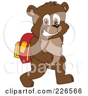 Poster, Art Print Of Bear Cub School Mascot Walking To School