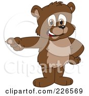 Poster, Art Print Of Bear Cub School Mascot Pointing Left