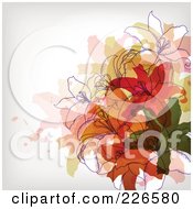 Poster, Art Print Of Background Of Lilies Over Colorful Splatters