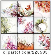Poster, Art Print Of Digital Collage Of Nine Floral Backgrounds - 2