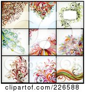 Poster, Art Print Of Digital Collage Of Nine Floral Backgrounds - 1
