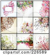 Poster, Art Print Of Digital Collage Of Nine Floral Backgrounds - 3