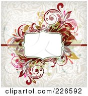 Poster, Art Print Of White Text Space Bordered By Ornate Flourishes On A Beige Floral Background