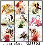 Royalty Free RF Clipart Illustration Of A Digital Collage Of Dancing And Music Backgrounds by OnFocusMedia