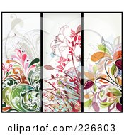 Poster, Art Print Of Digital Collage Of Three Floral Grunge Borders