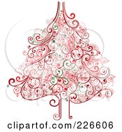 Poster, Art Print Of Red And Green Christmas Tree With Swirl Flourishes - 2