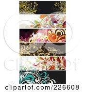 Poster, Art Print Of Digital Collage Of Six Floral Grunge Borders