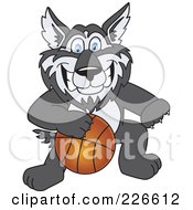 Poster, Art Print Of Husky School Mascot Playing Basketball