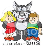 Husky School Mascot With Students by Toons4Biz