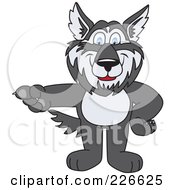 Husky School Mascot Pointing Left
