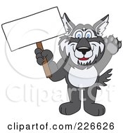 Husky School Mascot Holding A Blank Sign