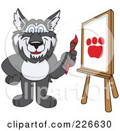Poster, Art Print Of Husky School Mascot Painting A Paw Print