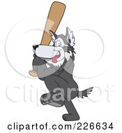 Poster, Art Print Of Husky School Mascot Playing Baseball