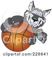 Poster, Art Print Of Husky School Mascot Grabbing A Basketball