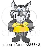 Husky School Mascot Holding A Food Bowl