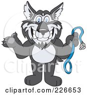 Husky School Mascot Holding A Leash