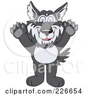 Husky School Mascot Holding His Paws Up