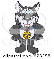 Husky School Mascot Wearing A Medal