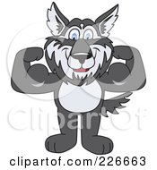 Husky School Mascot Flexing