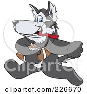Royalty Free RF Clipart Illustration Of A Husky School Mascot Playing Football