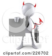 3d White Devil Bob Businessman Facing Front And Holding A Blank Contract