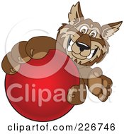 Poster, Art Print Of Wolf School Mascot Grabbing A Red Ball