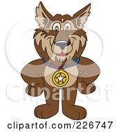 Wolf School Mascot Wearing A Medal
