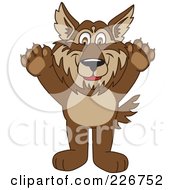 Poster, Art Print Of Wolf School Mascot Holding His Paws Up