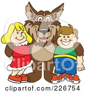 Wolf School Mascot With Students