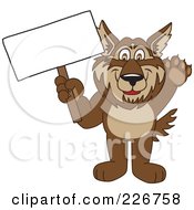 Wolf School Mascot Holding A Blank Sign