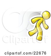 Clip Art Illustration Of A Speedy Yellow Business Man Running by Leo Blanchette