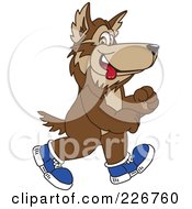 Wolf School Mascot Walking In Shoes