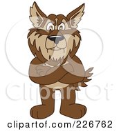 Wolf School Mascot Standing With His Arms Crossed