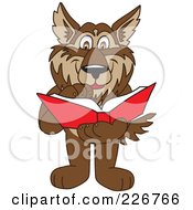 Wolf School Mascot Reading A Book by Mascot Junction