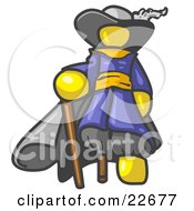 Yellow Male Pirate With A Cane And A Peg Leg