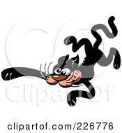 Royalty Free RF Clipart Illustration Of A Playing Black Cat Pouncing by Zooco