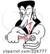 Royalty Free RF Clipart Illustration Of A Vampire Sharpening His Pencil Teeth by Zooco