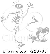 Royalty Free RF Clipart Illustration Of A Dog Stealing A Skeletons Bones by Zooco