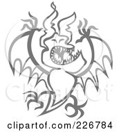 Royalty Free RF Clipart Illustration Of A Gray Evil Bat With Sharp Teeth by Zooco