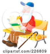 Poster, Art Print Of Airbrushed Senior Man Reading On A Bench