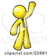 Clipart Illustration Of A Friendly Yellow Man Greeting And Waving by Leo Blanchette