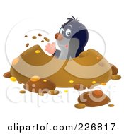 Royalty Free RF Clipart Illustration Of A Cute Gopher Waving And Digging A Hole
